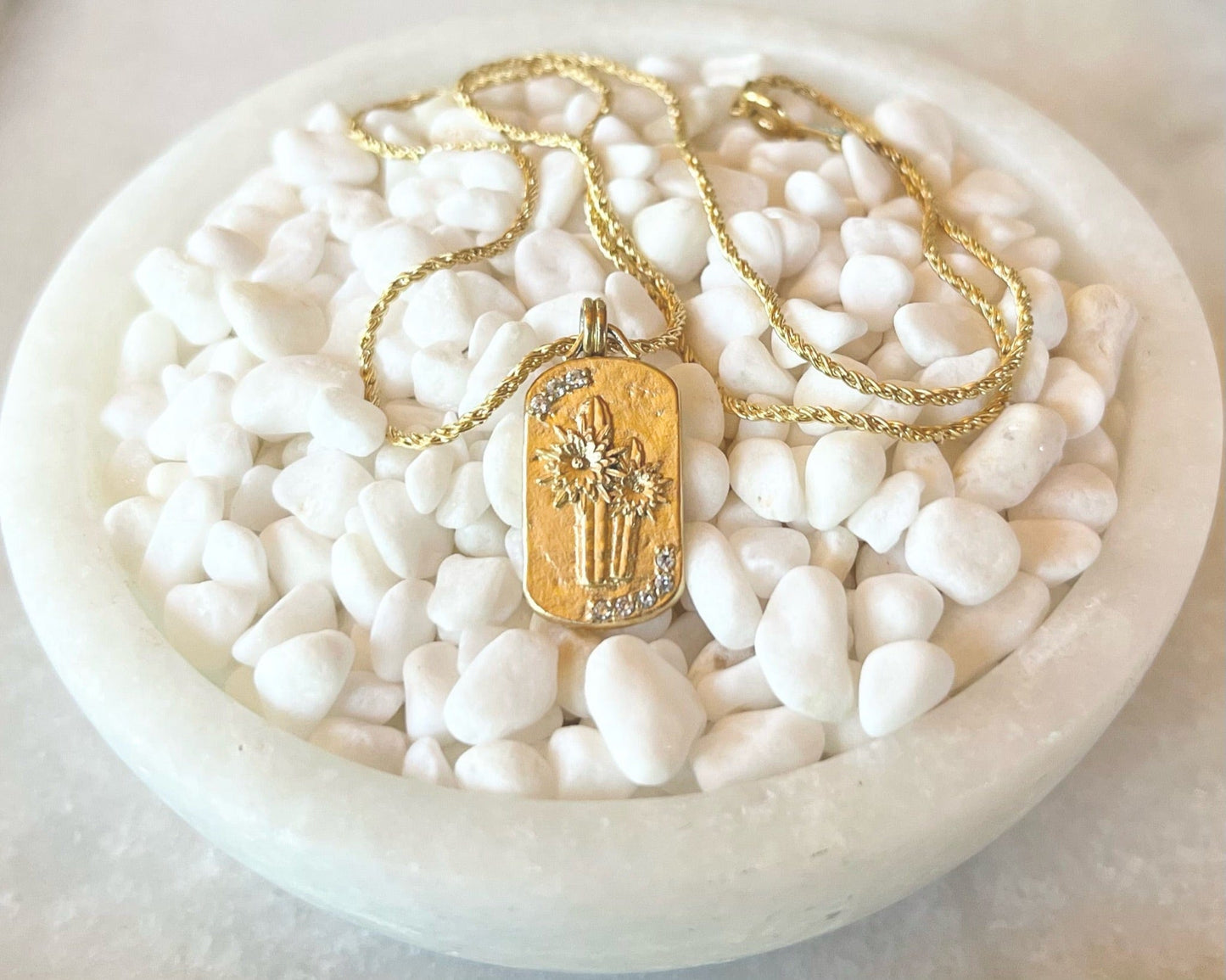 San Pedro ~ Huachuma Necklace w/ Gems - 14k Gold