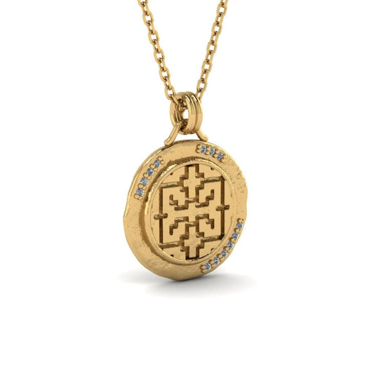 Ayahuasca Necklace w/ Gems - 14k Gold