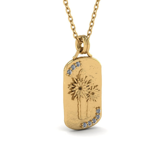 San Pedro ~ Huachuma  Necklace w/ Gems - 14k Gold
