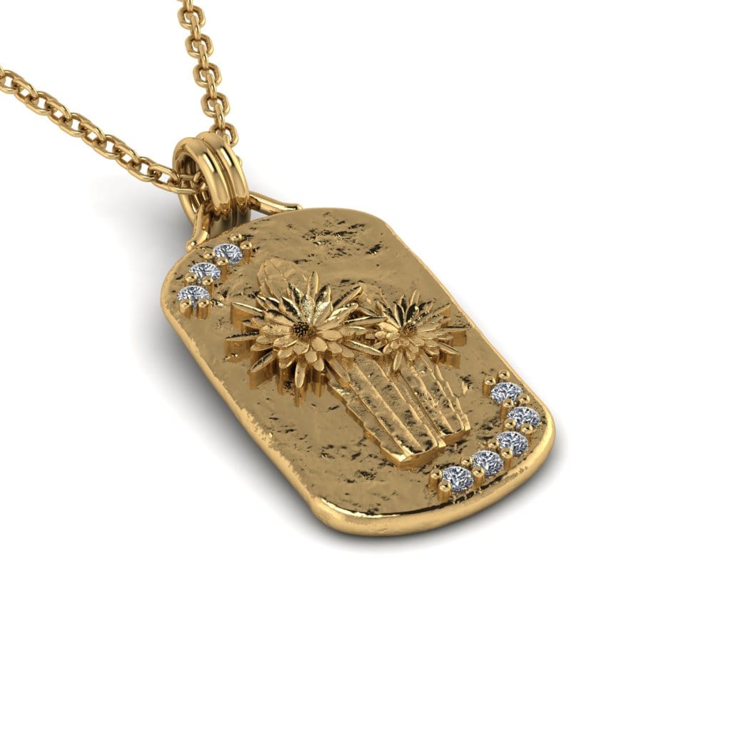 San Pedro ~ Huachuma  Necklace w/ Gems - 14k Gold