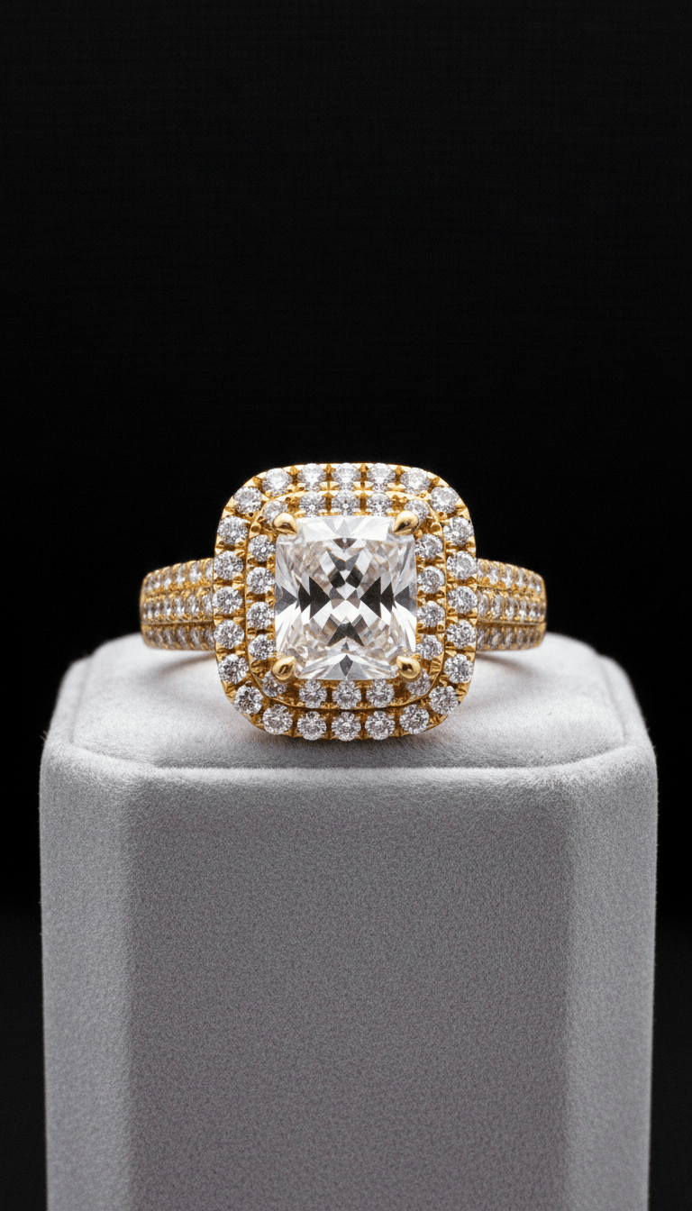 Emerald-Cut Diamond Platinum Ring