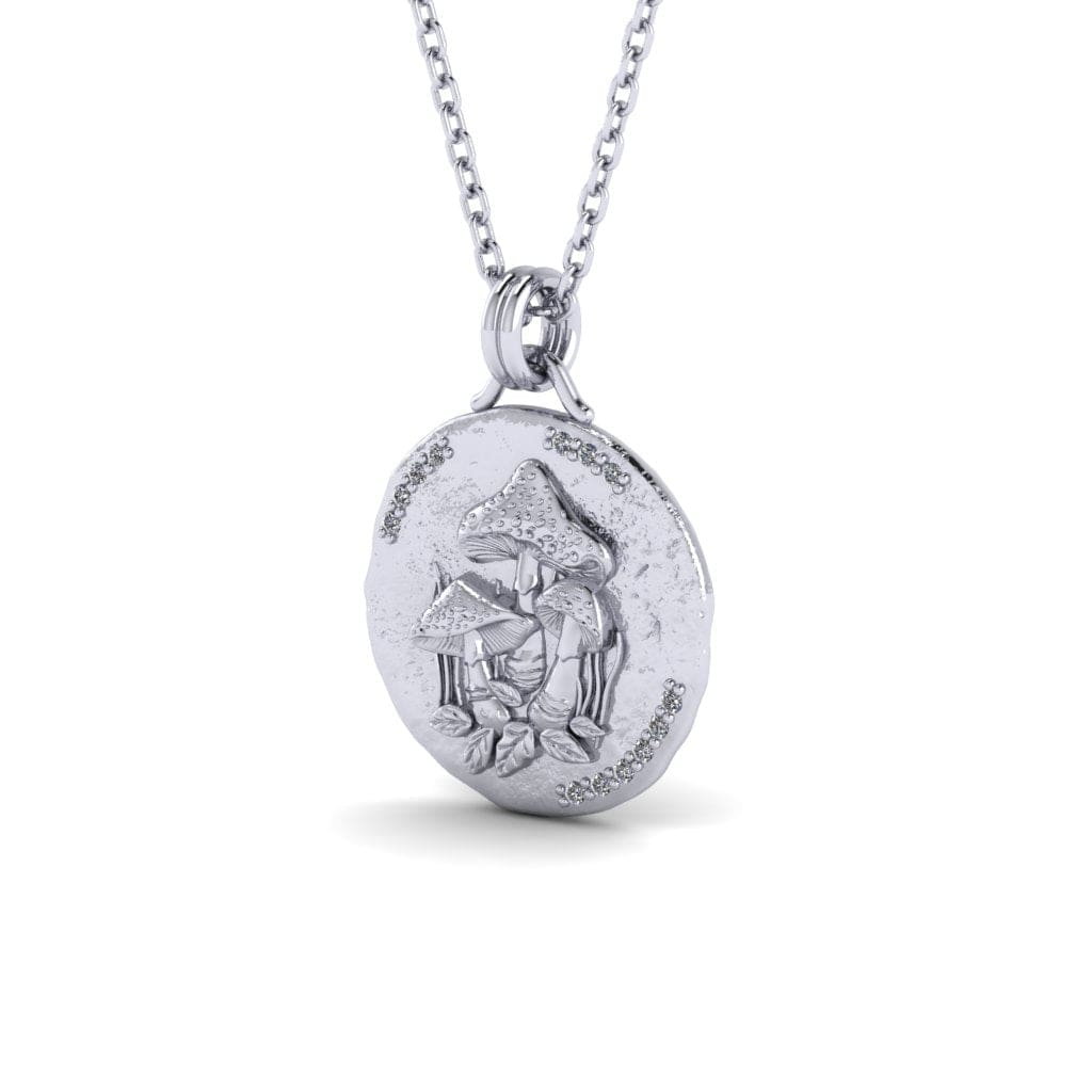 Magic Mushroom Necklace w/ Gems - Sterling Silver