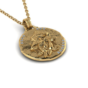 Magic Mushroom Necklace w/ Gems - 14k Gold