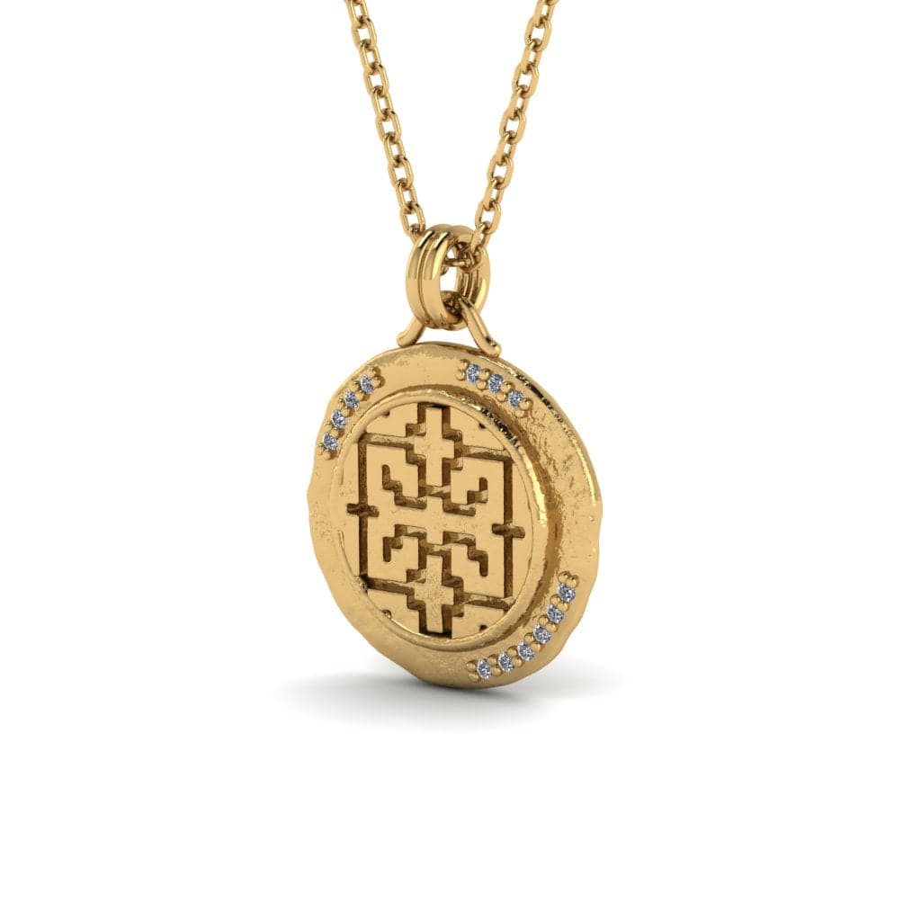 Ayahuasca Necklace w/ Gems - 14k Gold